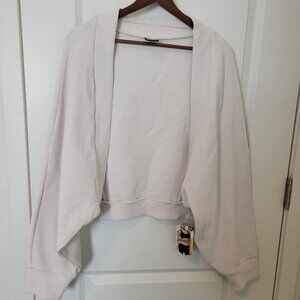 Avia Open Front Bolero Shrug Crop Top Elegant Knit Cardigan Size XL 16-18 Beige